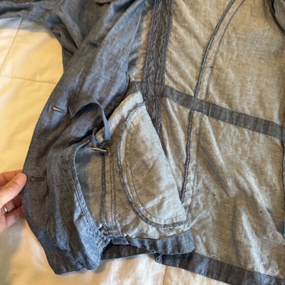 J. McLaughlin Linen Denim Color Shirt Jacket - Picture 8 of 10